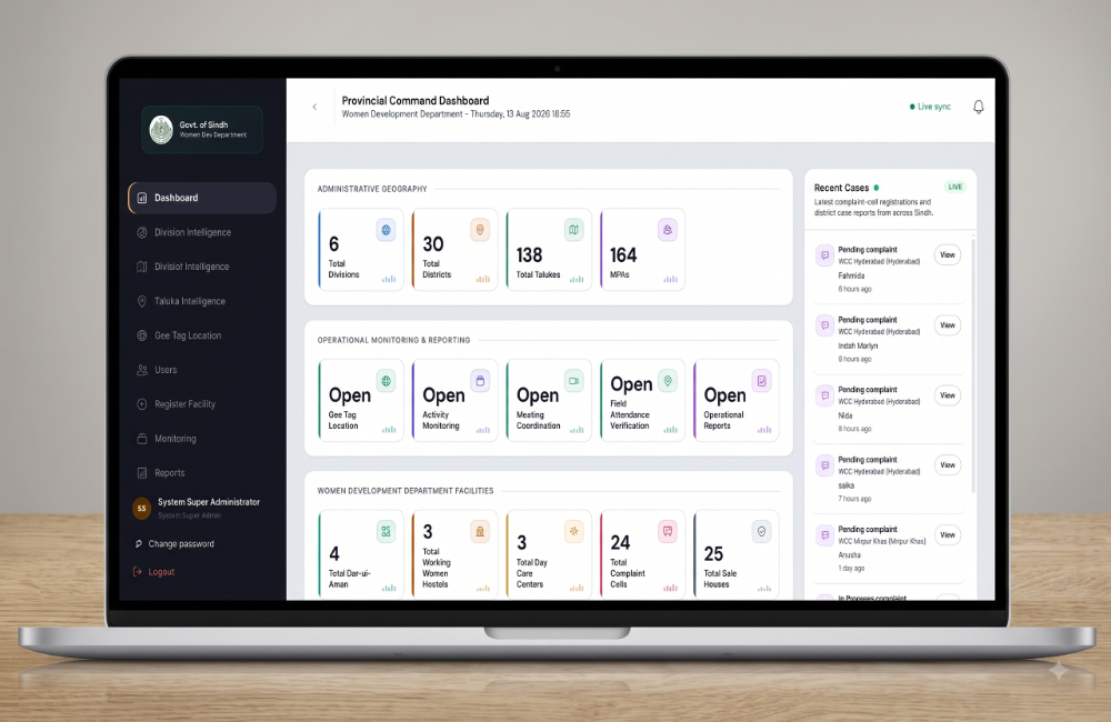 Sindh WDD Dashboard — interface showcase